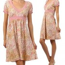 New Woman's Pink Short Knee Length V-Neck Floral Dress