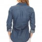 100% Cotton 3/4 Sleeve Collared Button Down 2 Pocket Denim Top