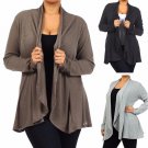 Ribbed Drape Cardigan Open Front Knit Sweater
