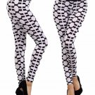 Black & White Geometric Print Circle Leggings w/ Elastic Waist Band
