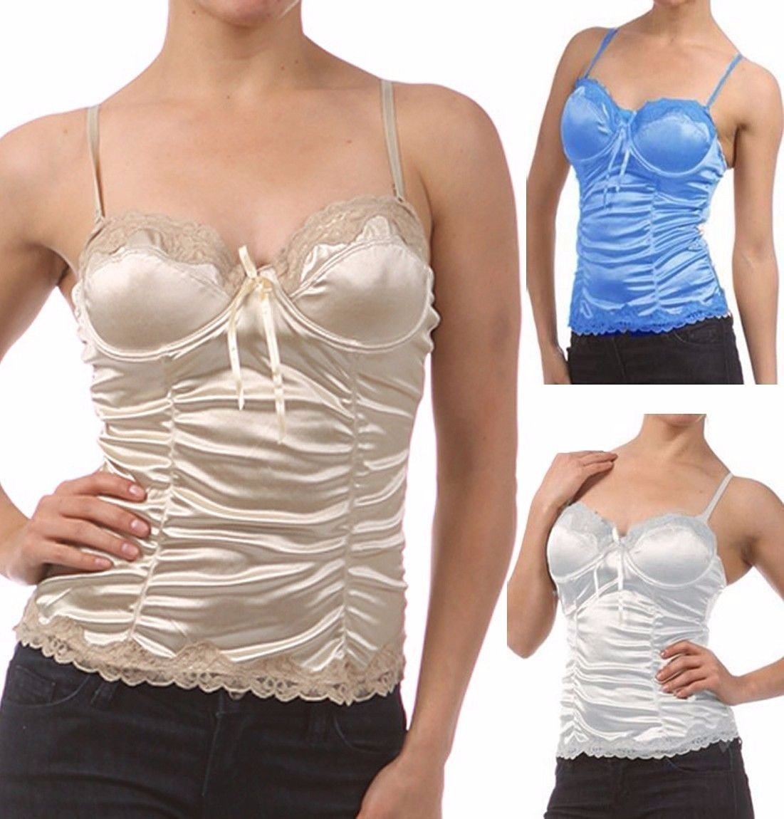 Fitted Lightly Padded Ruched Corset Bustier with Adjustable Straps