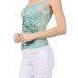 Fitted Beaded Two Tone Sleeveless Ruched Tank Top