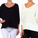 New Oversized V-Neck 3/4 Dolman Sleeve Pullover Sweater