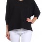 New Oversized V-Neck 3/4 Dolman Sleeve Pullover Sweater