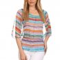 Striped Multi-Color Chiffon Top Sheer Trendy Blouse
