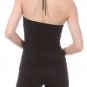 Tribal Beaded Spaghetti Strap Halter Top with Faux Belt Side Strap