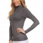 Casual Basic Textured Stretchy Knit Nylon Turtleneck Top with Long Sleeves