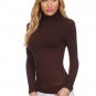 Casual Basic Textured Stretchy Knit Nylon Turtleneck Top with Long Sleeves