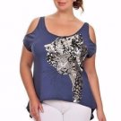 Animal Print High Low Asymmetrical Cold Shoulder Top
