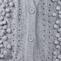 New Long Gray Tunic Sweater Embellished Knit Cardigan w/ Pockets