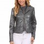 Double Zipper Pleather PU Moto Faux Leather Motorcycle Jacket