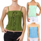 New Sparkle Lace Tank Summer Top Corset Inspired Blouse XS - 3X Fashion Central