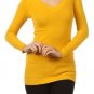 Basic Long Fitted Cotton Sweater V-Neck Knit Top
