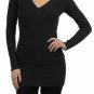 Basic Long Fitted Cotton Sweater V-Neck Knit Top