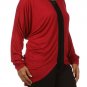 Woman's Plus Size Slouchy Blouse w/ Fringe Trim & Batwing Sleeves Tunic Top