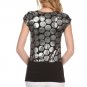 Metallic Polka Dot Summer Blouse w/ Cap Sleeve Banded Top Fashion Central