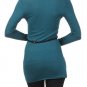 Ultra Fitted Teal Cowl Neck Belted Tunic Long Sleeve Knit Top Fashion Central