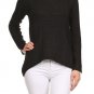 Warm Cable Crew Neck Long Sleeve Asymetrical Ribbed Sweater