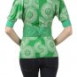 Cowl Neck Printed Top Belted Blouse w/ Dolman Sleeves