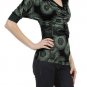 Cowl Neck Printed Top Belted Blouse w/ Dolman Sleeves