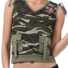 Sleeveless Cotton Army Camouflage Top with Cargo Pockets