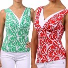 Sleeveless Blouse V-Neck Top with Swirls