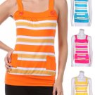 100% Cotton Tank Top Striped Sleeveless T-Shirt