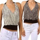 New Chiffon Halter Lined Leaf Print Top Sleeveless Blouse Fashion Central