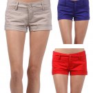 Cotton Blend Low Rise Short Shorts in Bold Colors Fashion Central