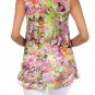 Chiffon Floral Printed Button Down Shirt Neck Tie Sleeveless Top