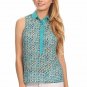 Printed Sleeveless Collared Chiffon Lightweight Sheer Top