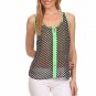 Sleeveless Chiffon Blouse Polka Dot Button Down Chain Embellished Racerback Top