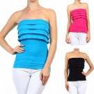 Seamless Stretchy Strapless Top w/ Tiered Ruffles