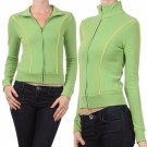 Forever 21 Fitted Cotton Top w/ Full Zipper & Yellow Piping