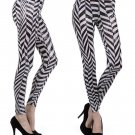 Metallic Zig Zag Stretchy Black Ivory Leggings