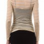 Baby Devil Fitted Long Sleeve T-Shirt Gold Striped Graphic Top