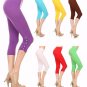 Casual Stretchy Solid Knit Capri Leggings w/ Jewel Embellishments FREE SHIPPING