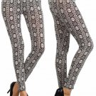 Footless White Black Aztec Tribal Diamond Printed Leggings