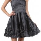 One Shoulder Cocktail Little Black Taffeta Dress Fashion Central