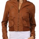 Fitted Moto Faux Leather Motorcycle Jacket w/ High Collar