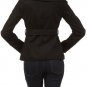 Belted 10% Wool Blend Large Collar Coat Short Double Breast Peacoat