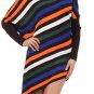 Striped Silk Cotton Blend Tunic Asymmetric Hem Sweater Dress w/ Batwing Sleeves
