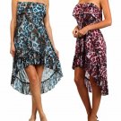 Ruffled Strapless Leopard  Animal Print Asymmetrical High Low Dress