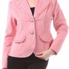 Corduroy Jacket Basic Cotton Blazer with Lace Trim