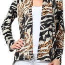 Asymmetrical Hem Cardigan Printed Open Front Fly Away Sweater - Fashion Central
