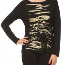 Belldini Belted Sweater Gold Glitter Viscose Pullover w/ Long Sleeves