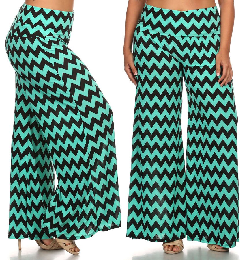 $68 Retail Plus Size Chevron Print Wide Leg Palazzo Lounge Pants $18 Sale
