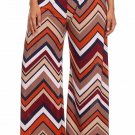Zig Zag Print Fold Over Waist Long Wide Leg Palazzo Lounge Pants