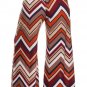 Zig Zag Print Fold Over Waist Long Wide Leg Palazzo Lounge Pants