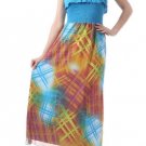 Strapless Blue Maxi Dress Multi Color Smock Fully Lined Chiffon Skirt